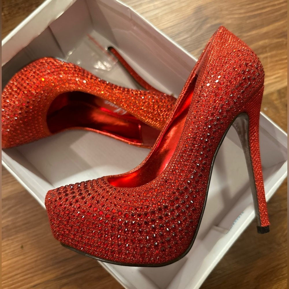 Red Rhinestone Heels